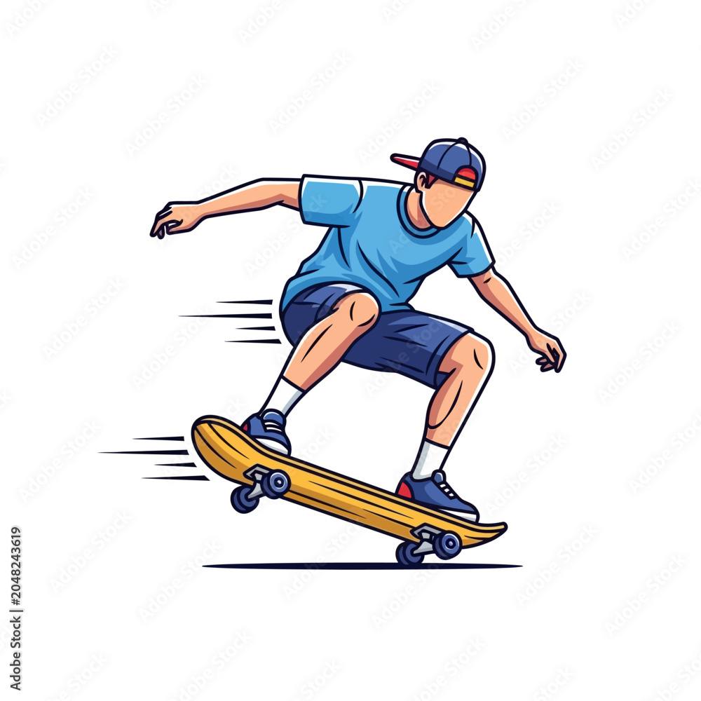 Fototapeta premium Skateboarder performing a trick in motion vector illustration isolated