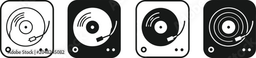 Foto DJ Phonograph and Music Audio Deck Vector Icons