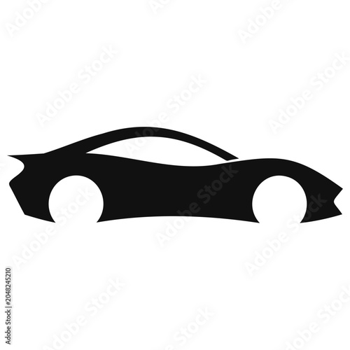 Foto A sleek black sports car shown in a side view, depicted in a simple silhouette s
