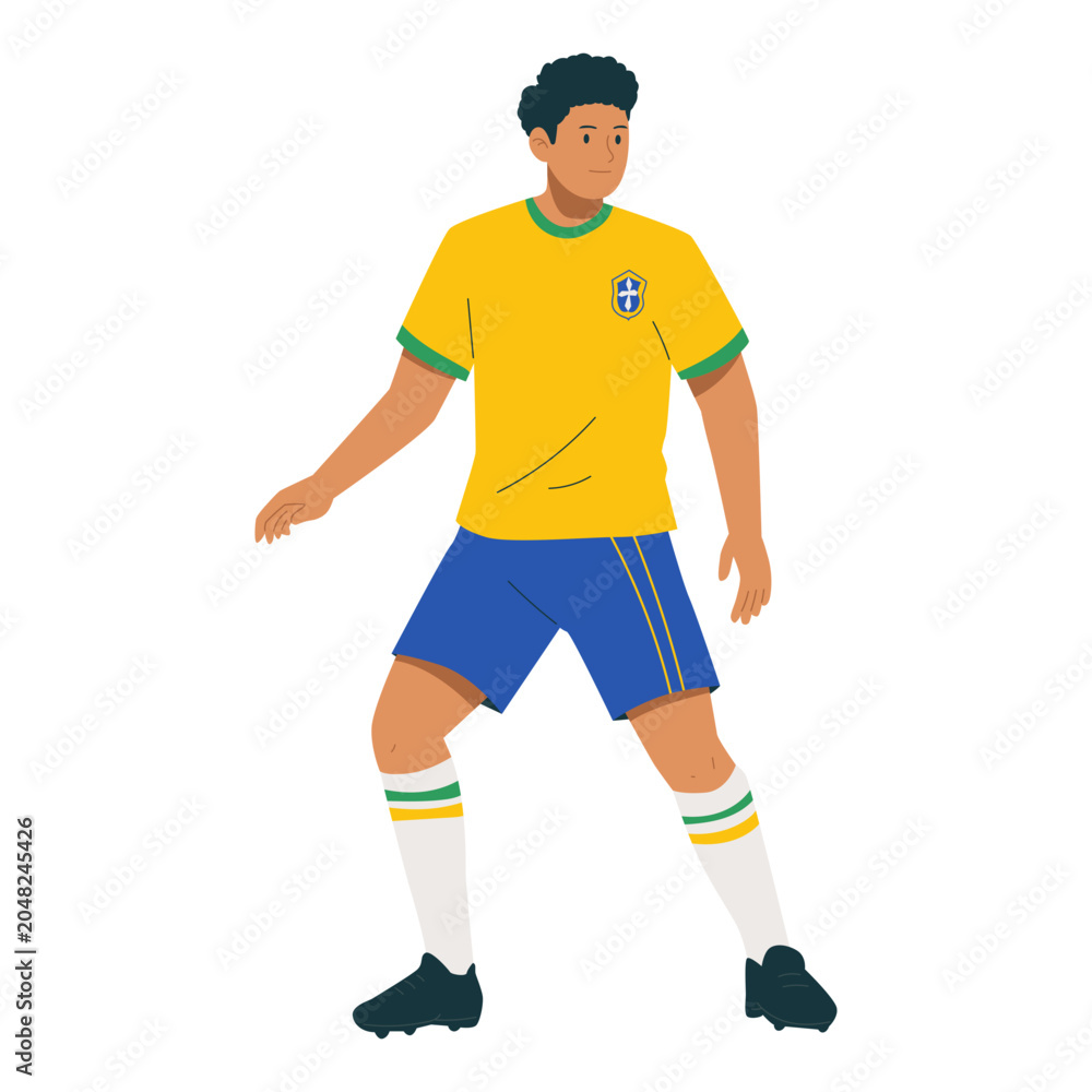Fototapeta premium Jogadores de Futebol do Brasil em Estilo Flat