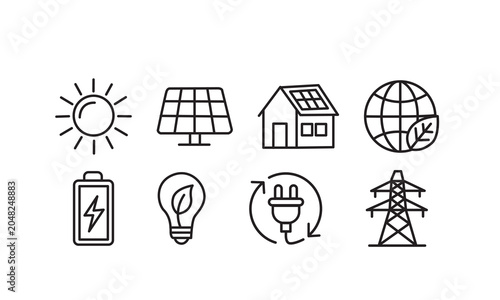 Renewable Energy and Sustainable Technology Icons Set