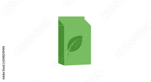 Obraz na plátně Green eco-friendly carton with leaf symbol for organic drinks or food