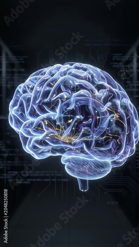 AI Brain Machine Learning Technology 4K Vertical 03
