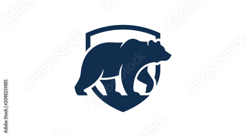 Minimalist Bear Shield Emblem Logo Design