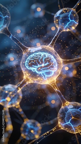 AI Brain Machine Learning Technology 4K Vertical 05