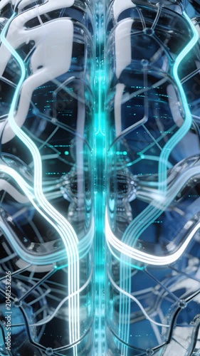 AI Brain Machine Learning Technology 4K Vertical 07