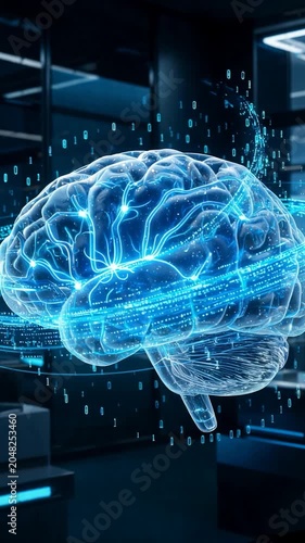 AI Brain Machine Learning Technology 4K Vertical 08