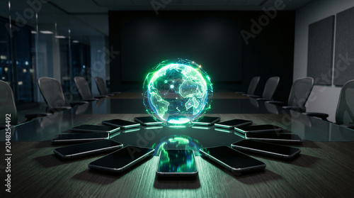 Global Connectivity Network Concept with Digital Planet and Phones