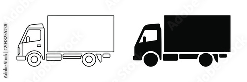 Fotografía Cargo truck icon set, line and solid style vehicle transport symbols, isolated on transparent background for logistics design