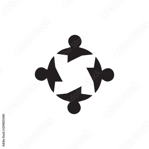 People standing in a circle holding hands icon. Person community cooperation group network social team together