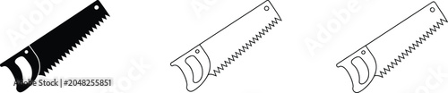 Photos Hand Saw Carpenter Tool Icon Set in Solid, Outline, and Sketch Styles for Woodworking Projects