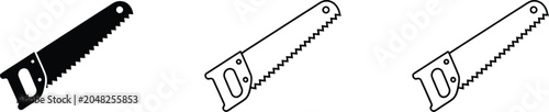 Fotografía Hand Saw Carpenter Tool Icon Set in Solid, Outline, and Sketch Styles for Woodworking Projects
