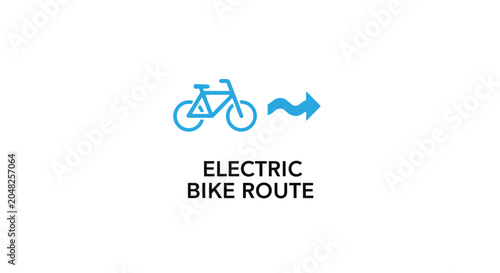 Tableau sur toile Electric Bike Route Icon and Arrow Sign, Transportation Concept