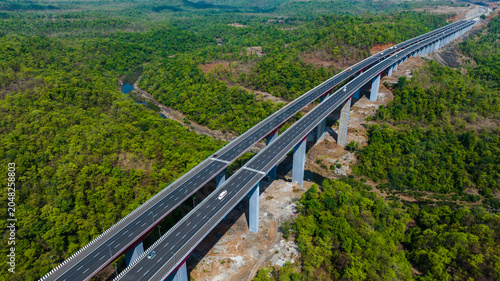 Canvas Print Samruddhi Mahamarg Drone Shot Maharashtra India, Samruddhi Expressway Highway In