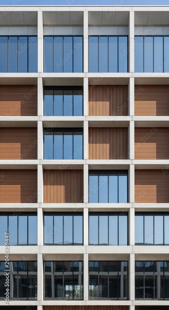 Obraz premium Grid of Light and Shadow: A Facade's Rhythmic Dance