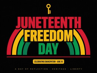 Juneteenth Freedom Day celebration with vibrant colors and symbolic key representing emancipation
