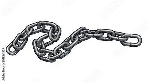 Obraz na płótnie Illustration of a metal chain with a black outline on a white background