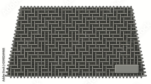 Fotografie Close-up of a black interlocking foam mat with a gray rectangle on a white background