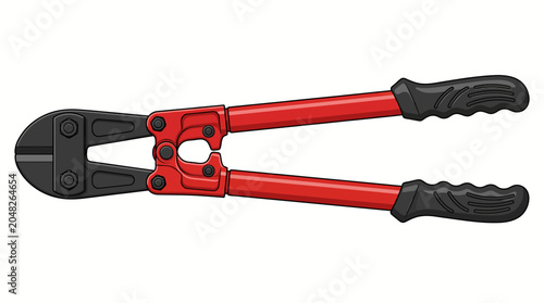 Obraz na płótnie Bolt cutter with red handles and black grips on a white background