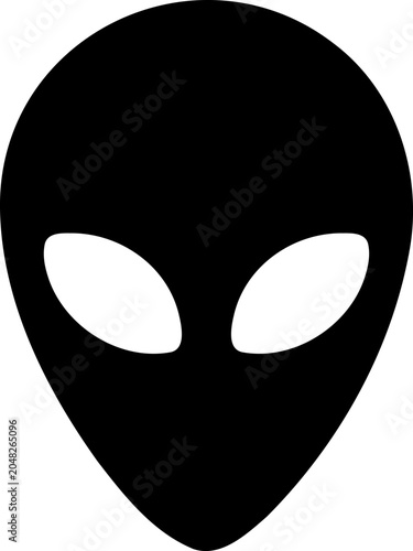 Alien head silhouette icon for science fiction and extraterrestrial space theme design elements
