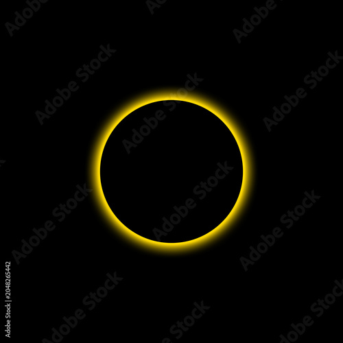 Glowing yellow circle shape with a soft light effect isolated against a deep black background