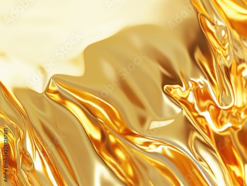 Shimmering golden waves abstract art digital art studio environment close-up view luxury concept
