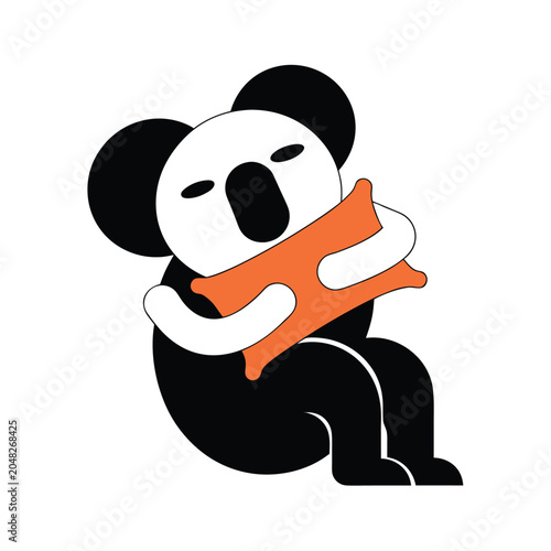 Photography Cute koala bear with orange pillow simple vector art.