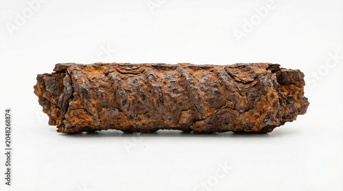 Close-up of Rusted Metal Bar on White Background