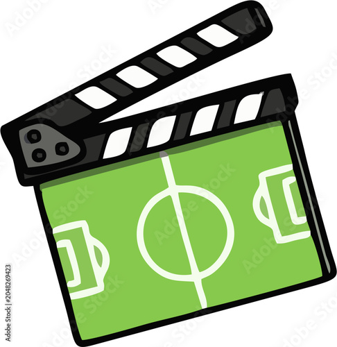 Football clapperboard icon for sports media and match production