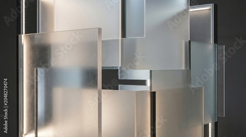 Modern Abstract Frosted Glass Panels with Integrated Light