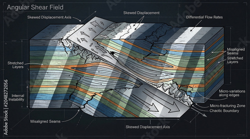 Geological Angular Shear Field Diagram with Text Labels