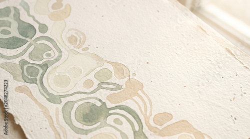 Organic Abstract Watercolor Pattern on Textured Paper