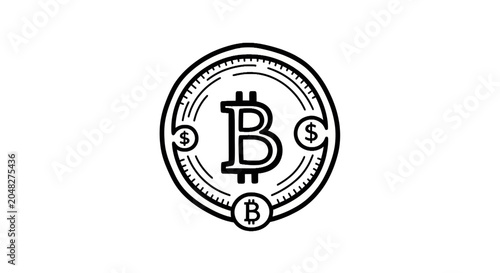 Bild auf Leinwand Detailed cryptocurrency emblem with fiat currency symbols