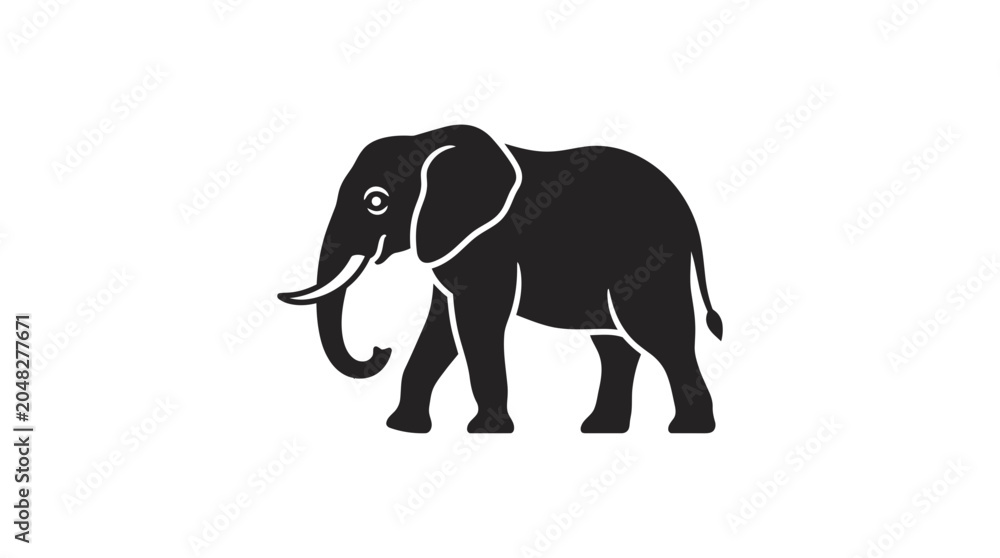 Fototapeta premium African Elephant Silhouette Icon Vector