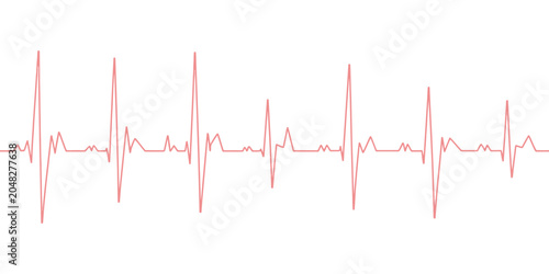 Bild auf Leinwand Heart Beat Line Graphic with Red Heart Symbol Representing Health, Life Rhythm,
