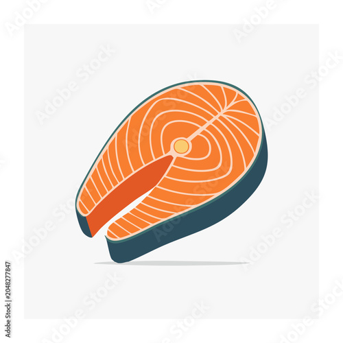 Salmon steak illustration in flat design style