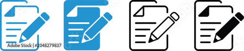 Note icon vector isolated on white background for document writing, content editing, and task management design.