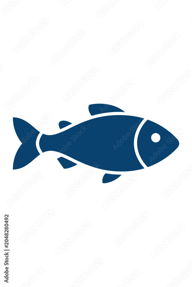 Fototapeta premium Simple blue fish icon silhouette isolated on white background.