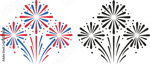 Bild auf Leinwand Red white blue fireworks celebration festive icon