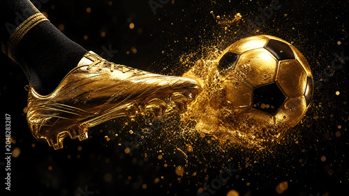Golden Boot Kicking Soccer Ball Explosion