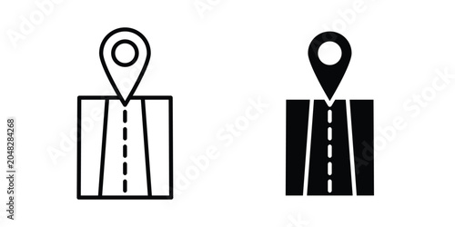 Photos Navigation road trip icon pack in black vector type