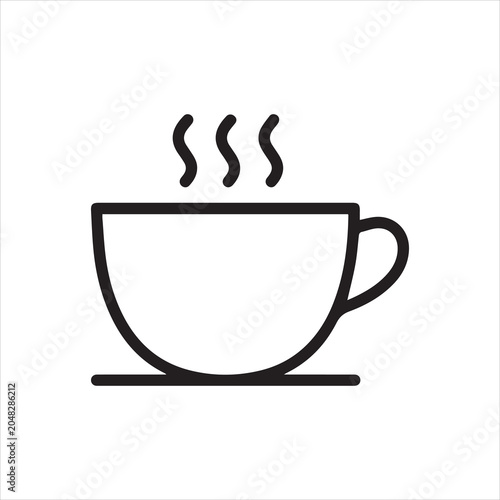 Fotografija Hot coffee or tea cup, linear icon