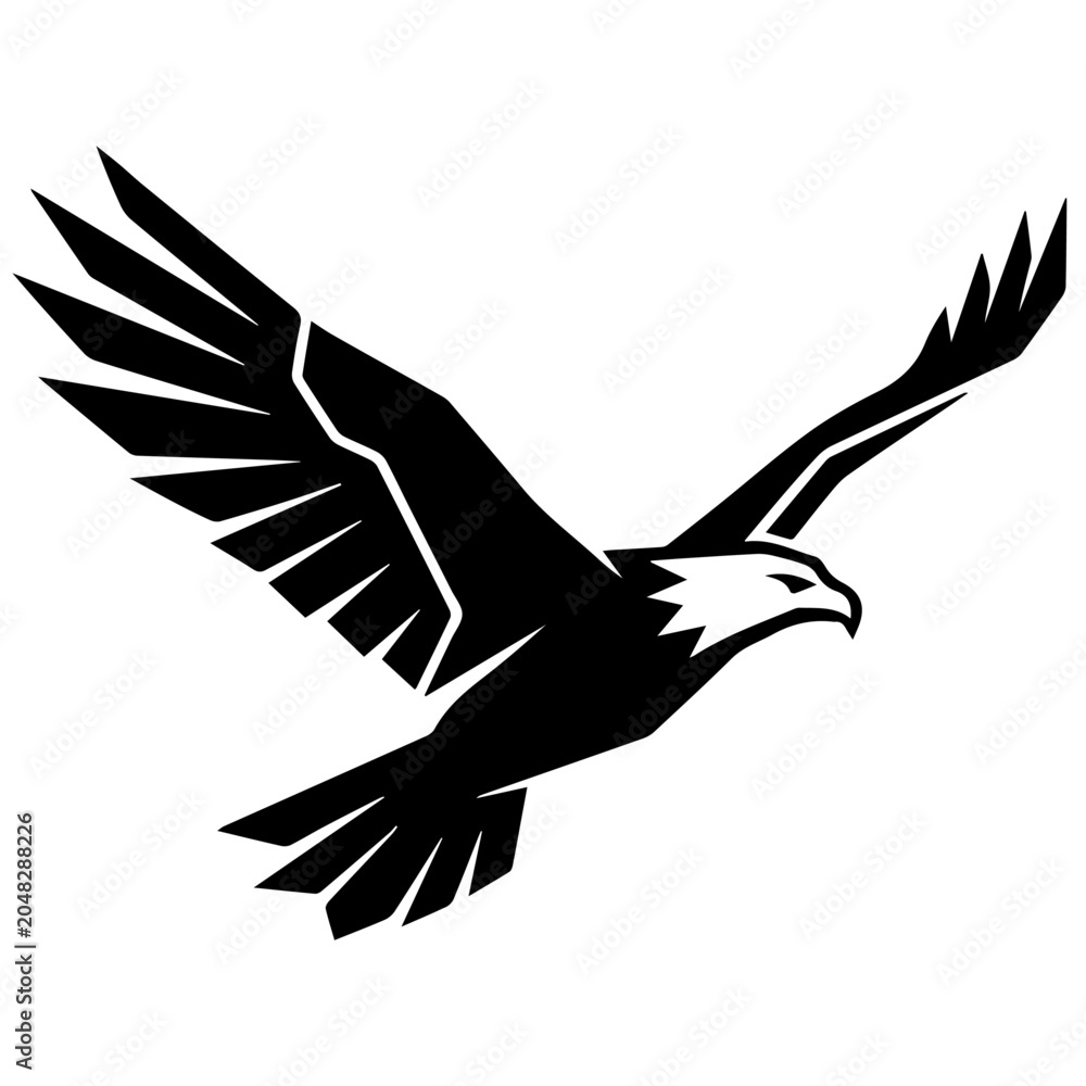 Obraz premium Eagle Soaring in the Sky Silhouette Vector Illustration
