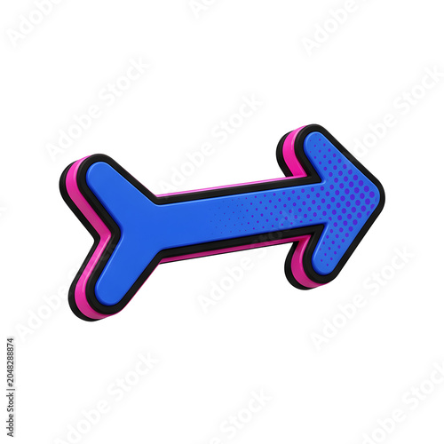 3D Rendered Blue Arrow with Pink and Black Outline