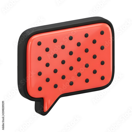 3D Speech Bubble Icon with Polka Dots