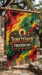 Juneteenth freedom day decorative hanging garden flag with fist symbol