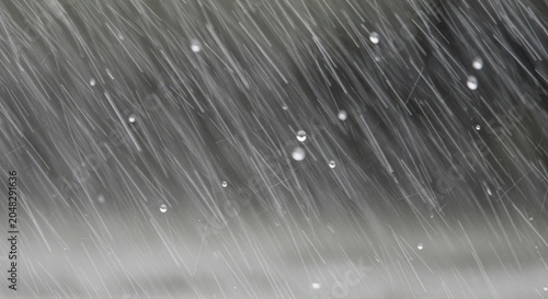 Heavy Rain Falling with Splashes and Mist.