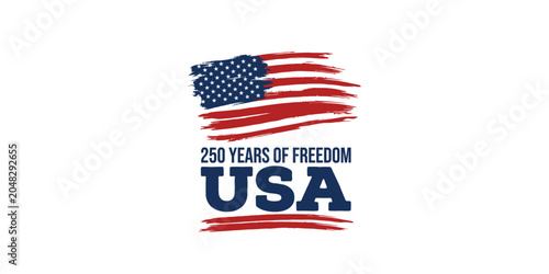 Foto Usa 250 year celebration patriotic american flag design with '250 years of freed