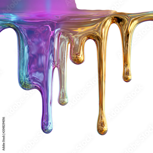 Professional Holographic Liquid Metal Dripping Iridescent Purple Image Usage