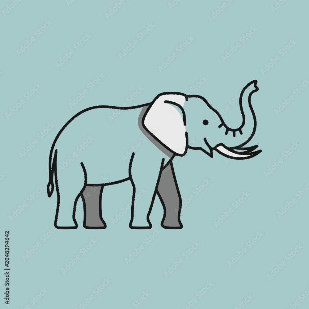 Obraz premium Gray Elephant Side Profile Illustration.